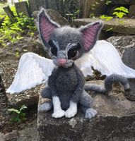 Gehäkelte Katze Engel Drach  OOAK handmade Dekoracion Dragon